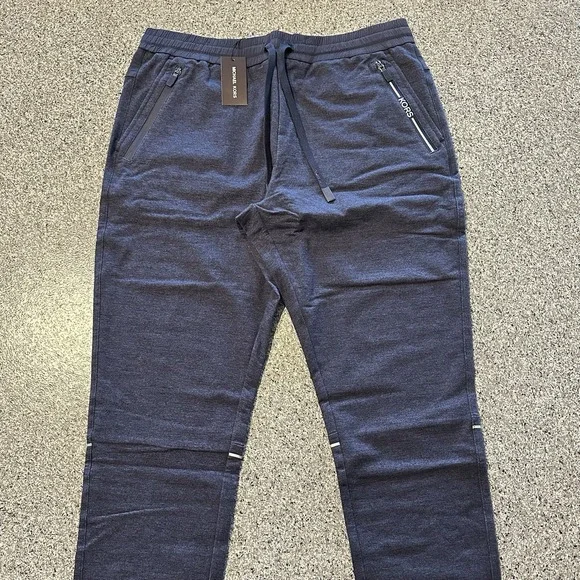 Michael Kors Pants Mens‎ L Performance Jogger Track Pant Tapered Navy Blue $198